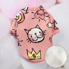 Pijama Estampado para Gatos em Malha Suave com Fechamento em Botões