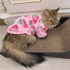 Pijama Estampado para Gatos em Malha Suave com Fechamento em Botões