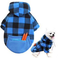 Casaco Para Cachorro Xadrez Com Capuz E Bolso Traseiro