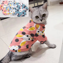 Pijama Estampado para Gatos em Malha Suave com Fechamento em Botões
