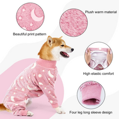 Macacão para cachorro em pelúcia com estampa de lua