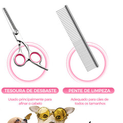 Kit de Tesouras de Tosa Para Cães 4 Em 1 Vermelho A - Tessoura- 01
