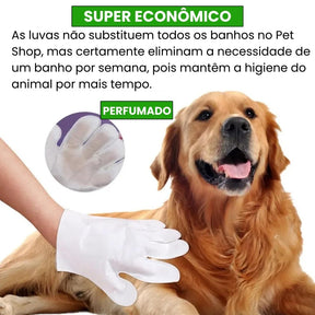 Luvas Umedecidas para Banho à Seco em Pet