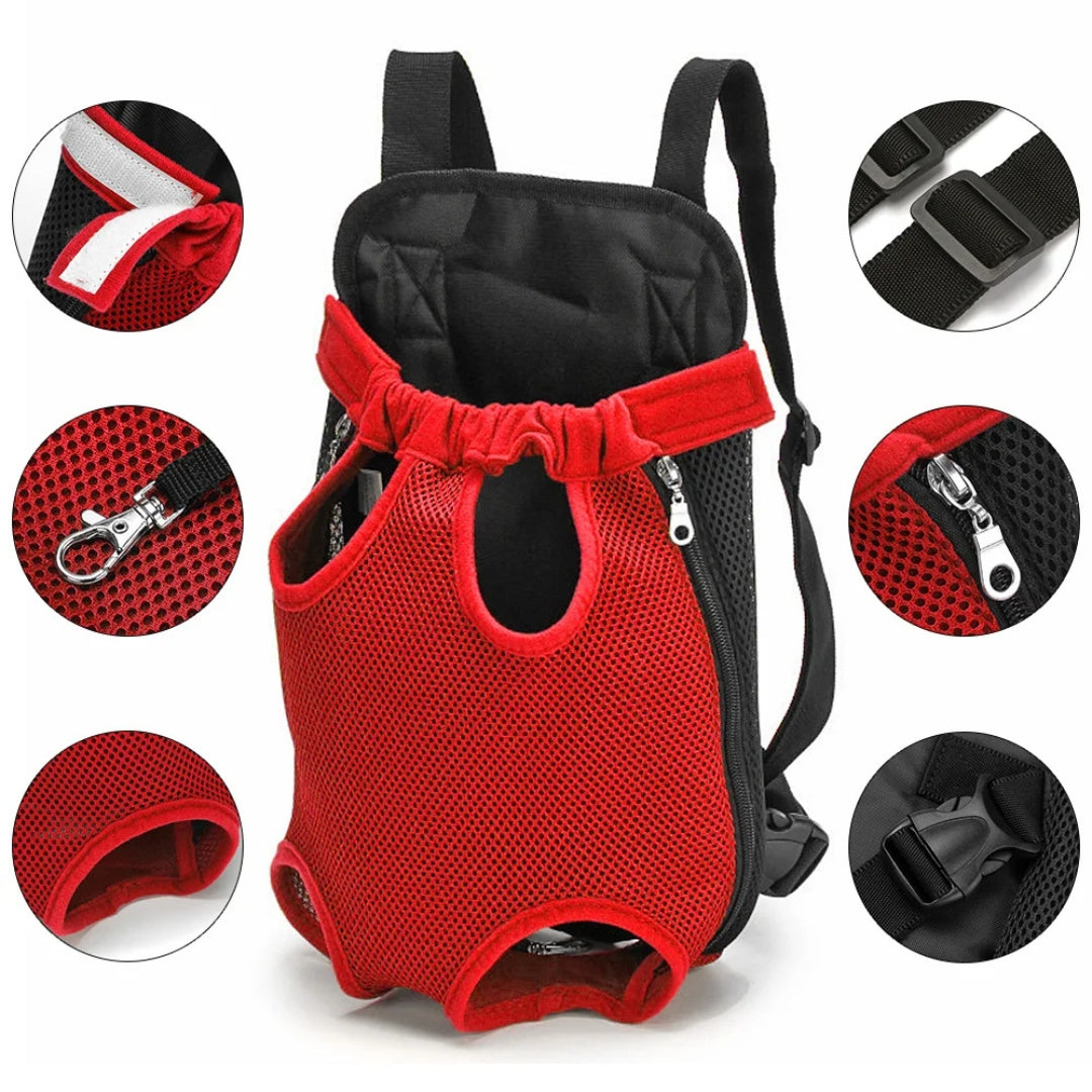 Mochila canguru para cachorros e gatos PetVenture Vermelho / P AM - 01