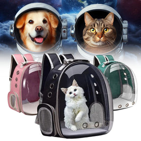 Mochila para pet astronauta com visão panorâmica