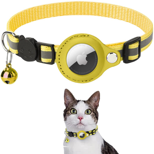 Coleira refletiva com suporte para AirTag SafePet Amarelo CL - 03