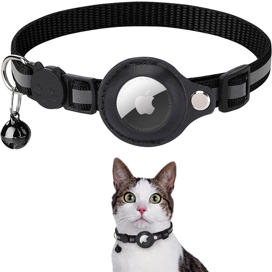 Coleira refletiva com suporte para AirTag SafePet Preto CL - 03