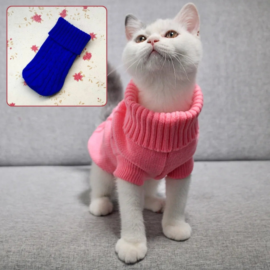 Roupa Quente de Malha para Cães e Gatos Azul Escuro / PP R - Roupas - 15 EW