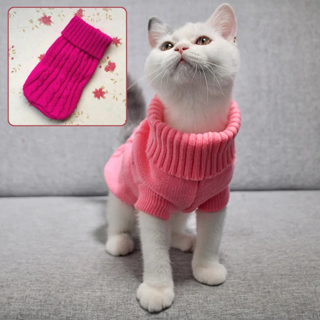 Roupa Quente de Malha para Cães e Gatos Rosa Quente / PP R - Roupas - 15 EW