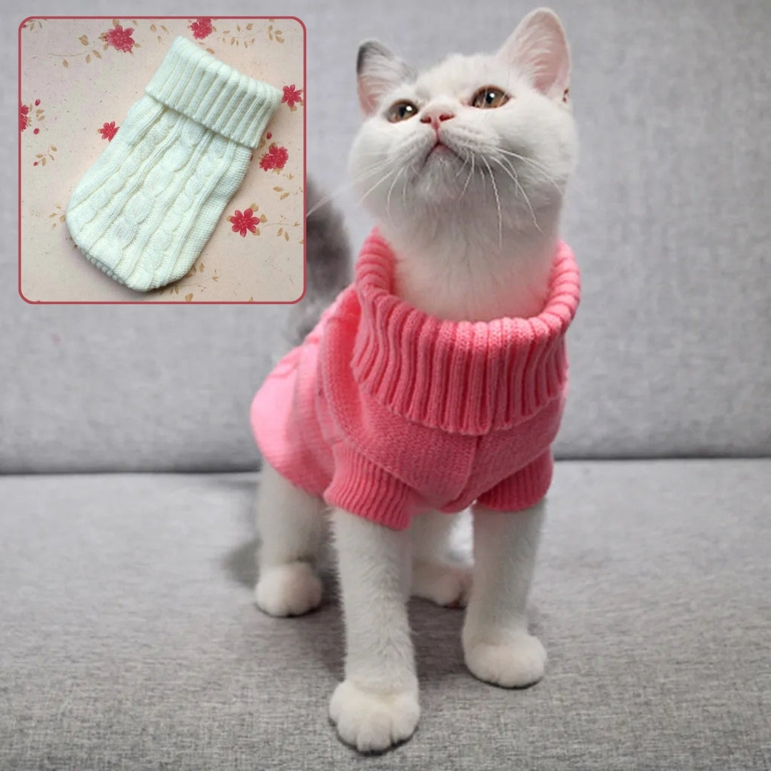 Roupa Quente de Malha para Cães e Gatos Branco / PP R - Roupas - 15 EW