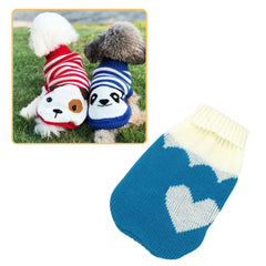 Roupa de Tricô Para Cães Pequenos Yorkie Azul Coração / PP R - Roupas - 12