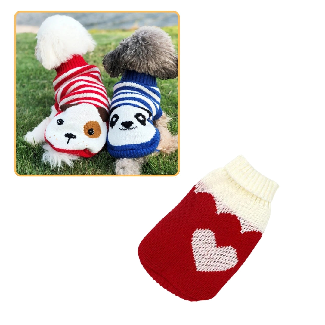 Roupa de Tricô Para Cães Pequenos Yorkie Vermelho Coração / PP R - Roupas - 12