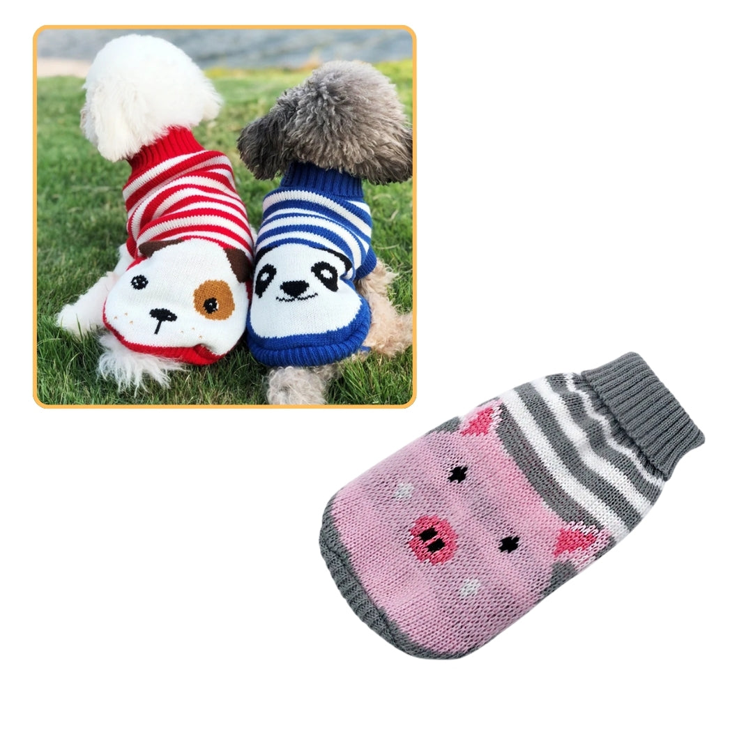 Roupa de Tricô Para Cães Pequenos Yorkie Rosa Porco / PP R - Roupas - 12