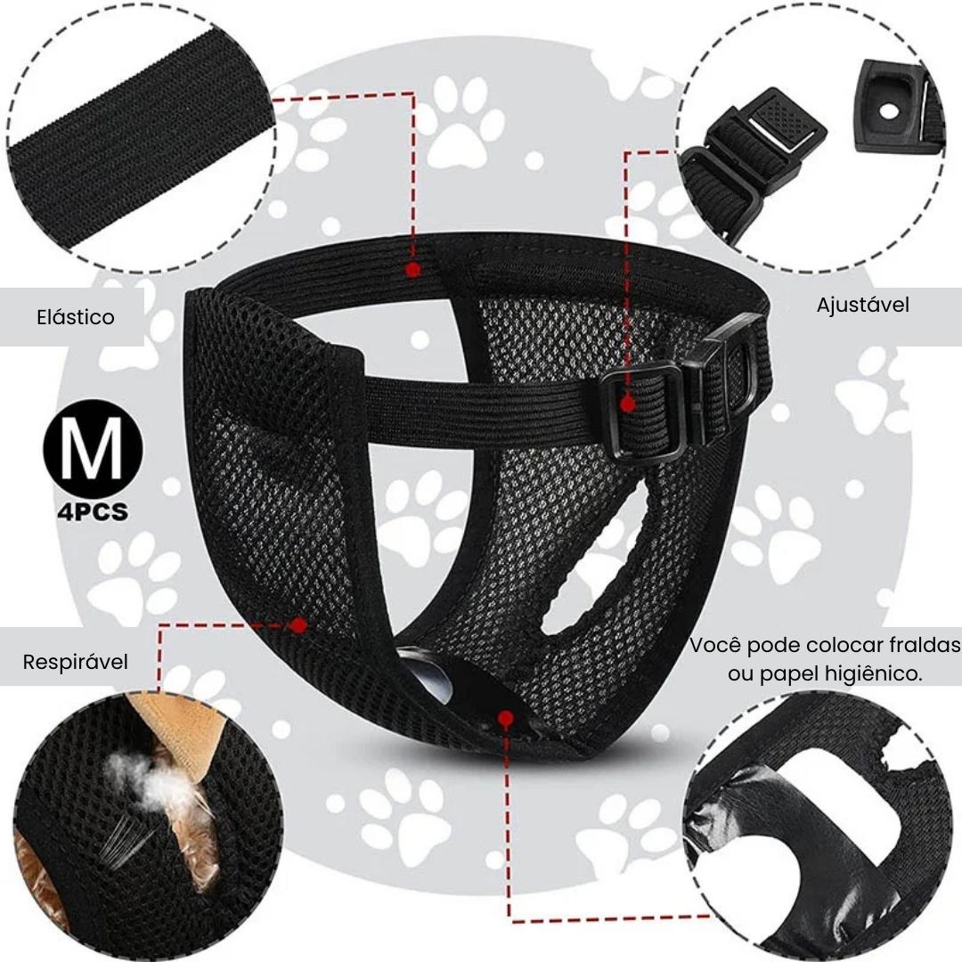 Roupa higiênica com absorvente para cachorro fêmea