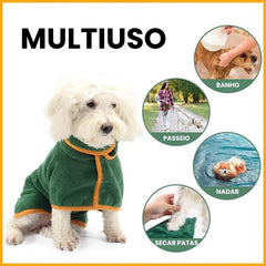 Roupão de banho para secar cachorro PawDry A - Roupao - 01
