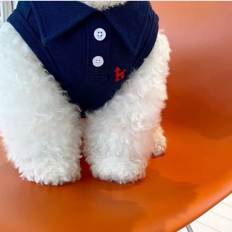 Camiseta Para Cachorro Polo Listrada Com Gola Social