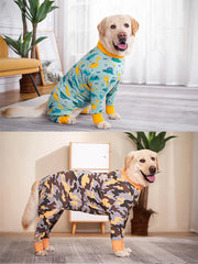 Macacão Pet Estampado Animal Print com Punhos Elásticos e Zíper Frontal para Cães Grandes