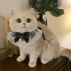 Colar Para Gatos Em Renda Com Laço De Cetim Estilo Clássico
