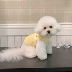 Jaqueta Pelúcia para Cães Pequenos com Bordado de Ovo e Fecho por Pressão