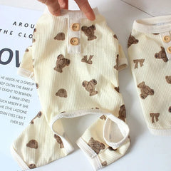 Macacão Malha Estampado Ursos com Punhos Elásticos para Cães