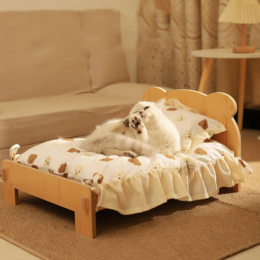 Cama de Madeira para Gato e Cachorro M / Laranja C - CAMA - 68