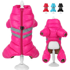 Colete Puffer Neon Pink com Faixas Reflectivas para Cães e Gatos