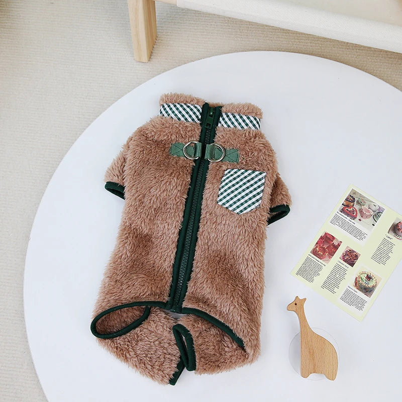 Colete Sherpa Luxe para Cães e Gatos com Gola Redonda e Forro Duplo