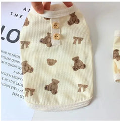 Macacão Malha Estampado Ursos com Punhos Elásticos para Cães