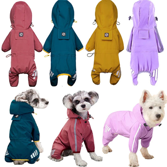 Macacão Impermeável Pet com Capuz Cores Diversas para Dias de Chuva
