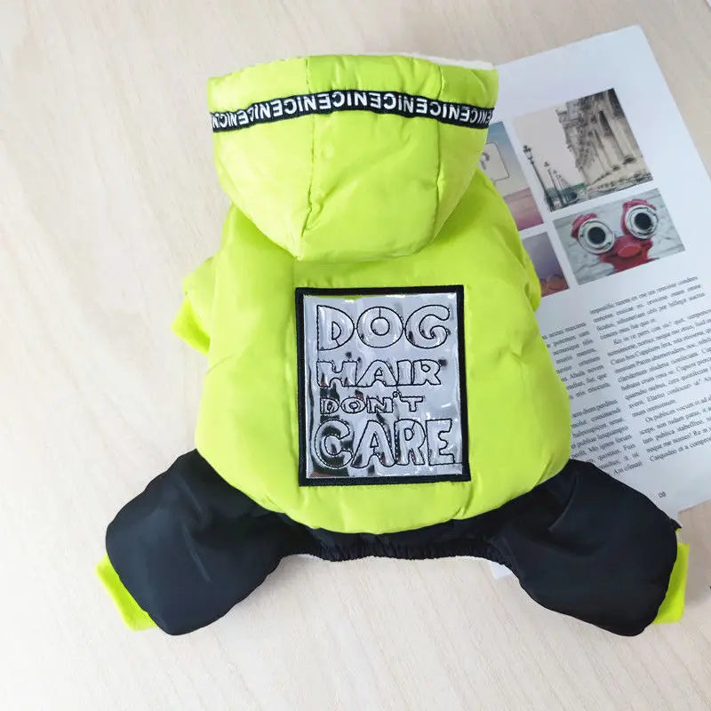 Macacão Para Cachorro Verde Neon Com Capuz E Detalhe Refletivo