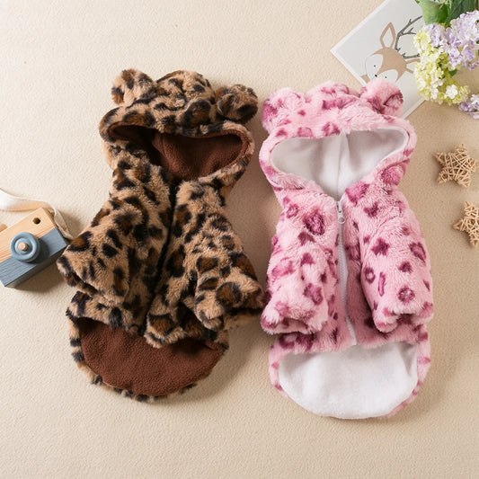 Macacão Para Cachorro Com Capuz E Estampa Animal Print