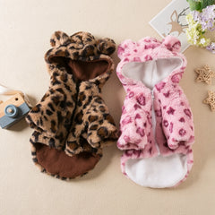 Macacão Para Cachorro Com Capuz E Estampa Animal Print