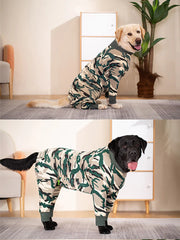 Macacão Pet Estampado Animal Print com Punhos Elásticos e Zíper Frontal para Cães Grandes