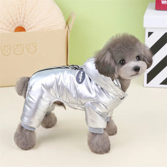 Macacão Puffer Full Body Impermeável com Capuz Acolchoado para Cães e Gatos