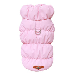 Casaco Puffer Para Cachorro Com Gola Alta E Fecho Frontal