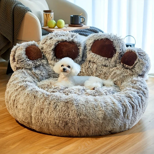 Cama Patinha Gigante para Cachorros e Gatos Pelúcia Acolhedora