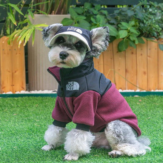 Jaqueta de Fleece para Cães com Capuz Ajustável e Zíper Frontal