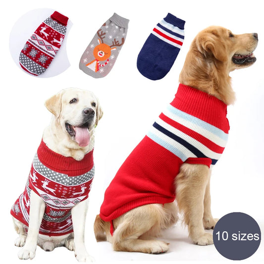 Roupa Pet Inverno com Listras e Estampa em Tricô Premium