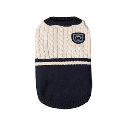 Suéter Tricô para Cães Pequenos com Padrão Canelado e Faixa Contrastante