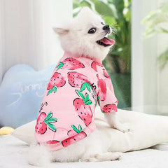 Regata Estampada Frutas em Malha de Algodão para Cães e Gatos