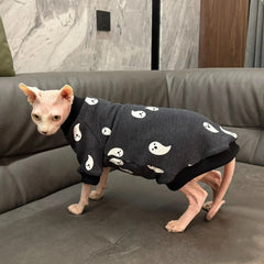 Blusa Para Gato Preta Com Estampa De Carinhas Engraçadas