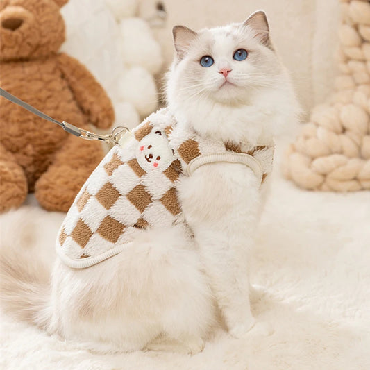 Blusa Para Gatos Com Estilo Xadrez E Tecido Confortável