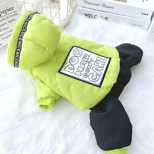 Macacão Para Cachorro Verde Neon Com Capuz E Detalhe Refletivo