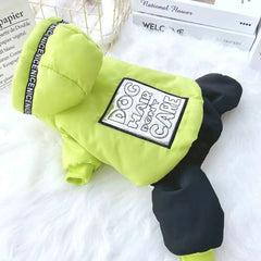 Macacão Para Cachorro Verde Neon Com Capuz E Detalhe Refletivo