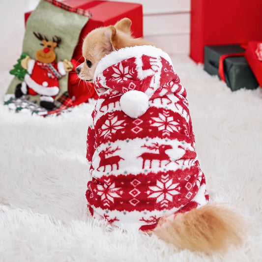 Suéter Natalino para Cães e Gatos com Estampa Invernal e Forro Térmico