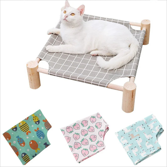 Cama Suspensa para Gatos com Estrutura em Madeira Confortável