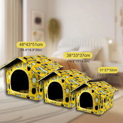 Casinha Estampada para Cachorros e Gatos Dobrável e Confortável