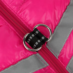 Colete Puffer Neon Pink com Faixas Reflectivas para Cães e Gatos