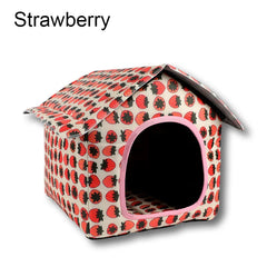 Casinha Estampada para Cachorros e Gatos Dobrável e Confortável