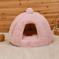 Cama Cabana Pet Formato Iglu com PomPom e Forro Peluciado